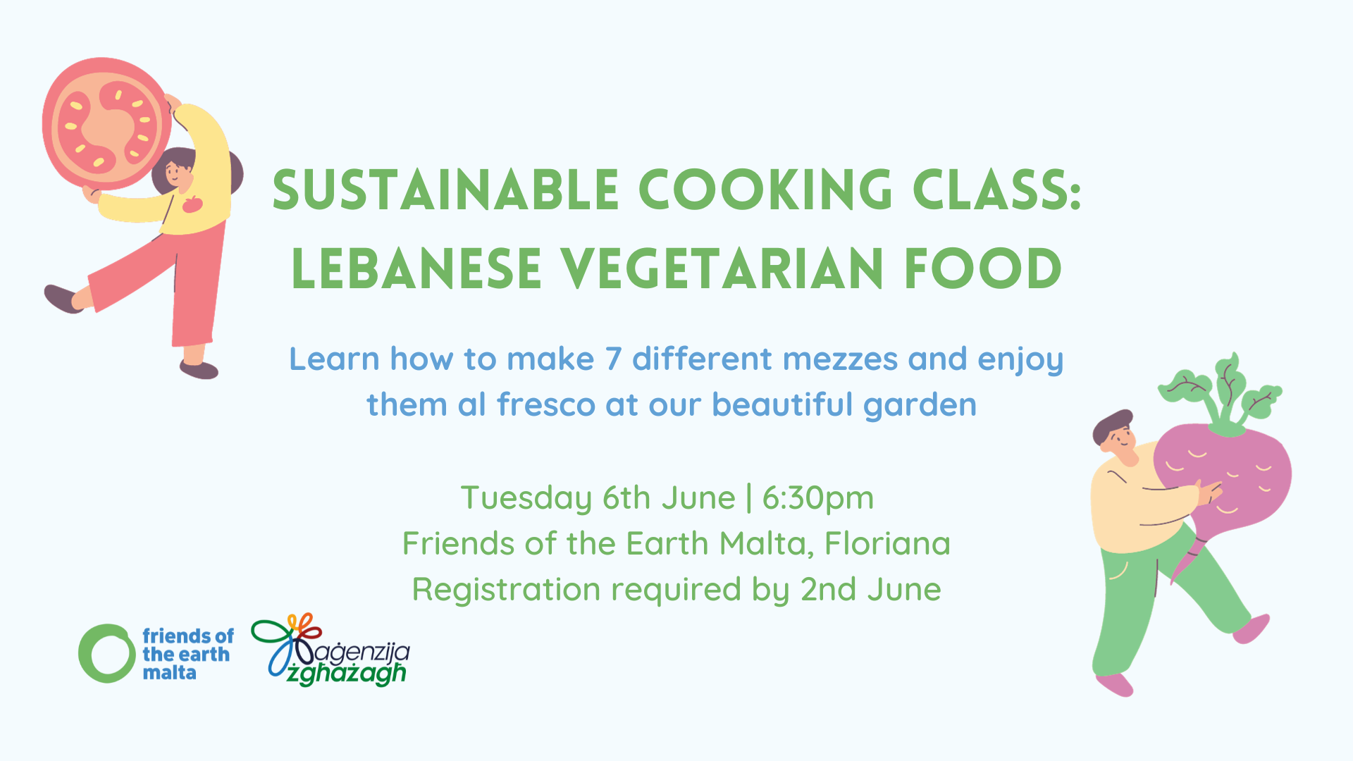 FULLY BOOKED Sustainable Cooking Class Lebanese Vegetarian Food   FoEM Events FB Banner 2 